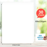 White Cardstock 8.5 x 11, 230gsm Cover Cardstock Paper, 85 Lb Heavy Card Stock for Printer, Card Stock Paper for Invitations, Scrapbooking, Crafts, Diy Cards, Decoration, Drawing (30 Sheets) Joyberg