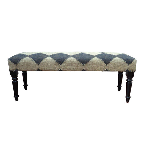 LR Home Alexei Tan/Black Upholstered Bench for Bedroom End of Bed | Farmhouse Checkered Accent Bench for Living Room, Bedroom, or Entryway Seating | Long Rectangle Sitting Bench | 47"W x 16"D x 18"H L.R. Resources Inc