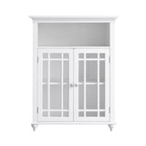 Teamson Home Neal Wooden Freestanding Floor Cabinet with 1 Adjustable Shelf 3 Storage Spaces 2 Glass Doors and 2 Clear Knobs, White Teamson Home