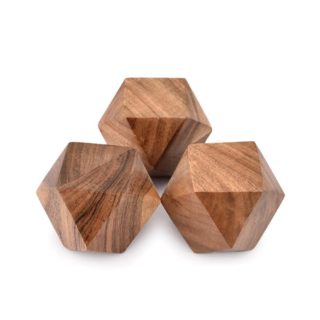 NIRMAN Acacia Wood Decorative Wood Ball for Centerpiece or Individual Use Ideal for Use in Living, Dining Room, Coffee Table Centerpiece Home Décor (3" x 3" x 3"), (Set of 3) NIRMAN