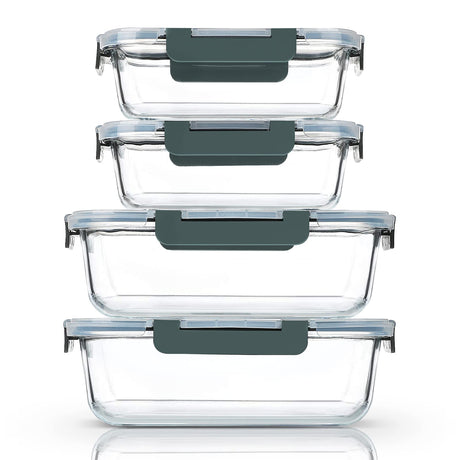 M MCIRCO [80 oz & 36 oz Extra Large Glass Food Storage/Baking Containers Set with Lids, 2 Pack 80 oz(10 cup)&2 Pack 36 oz (4.5 cup) Airtight Glass Container,Microwave,Oven,Freezer and Dishwasher M MCIRCO