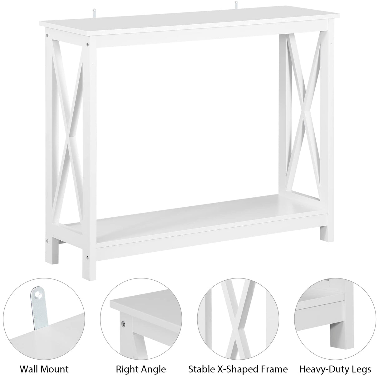 SUPER DEAL 2-Tier Narrow Console Sofa Side Table for Entryway/Hallway/Living Room, 39.3in L x 11.8in W x 31.6in H, White SUPER DEAL