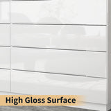 WOODTIME Modern 8 Drawer Dresser with LED Lights and Glossy Surface, 63" Large Dressers & Chests of Drawers Storage Tower Organizer for Bedroom, White WOODTIME