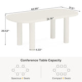 Tribesigns Conference Table, 63 Inches Modern Meeting Seminar Table for 6 People, Cream White Oval Training Table Boardroom Desk for Conference Room Tribesigns