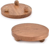 NIRMAN Display Stands Acacia Wood Farmhouse Decorative , Distressed Finish for Indoor Rustic Decorative Display Stand for Kitchen Counter Décor ( 4" x 4" x 1.5") (Set of 2) NIRMAN