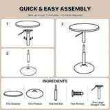 Magshion 23.5" Round Adjustable Height Bar Table, 27.5"-36" Range, 360° Swivel MDF Top Pub Table for Dining, Café, Cocktail, Yellow Magshion