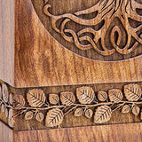 INTAJ Handmade Rosewood Urn for Human Ashes - Adult Tree of Life Wooden Urns Hand-Crafted - Celtic Funeral Cremation Urn for Dogs Engraved (Rosewood, INTAJ