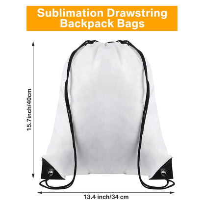 Sieral 30 Pcs Blank Sublimation Drawstring Bags Drawstring Backpack Bulk Heat Press Reusable Sublimation Bags Cinch Bag Sackpack for Gym Sport DIY Craft Operation Christmas, White