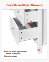 VEVOR 9 Drawer Dresser, Wooden Chest of Drawers with Sliding and Anti-tip Device, Retro Minimalist Dresser Chest, Closet Storage TV Stand Organizer for Living Room, Hallway, Bedroom, Entryway, White VEVOR