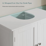 TEENFON Pedestal Sink Storage Cabinet, Under Sink Cabinet with 2 Doors & Shelf, Under Bathroom Sink Cabinet, Pedestal Sink Storage for Bathroom, White TEENFON