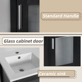 UEV 16" Modern Bathroom Vanity Set, Small Bathroom Vanity with Ceramic Basin, with One Door and Two Drawers, Minimalist Bathroom Vanity (Without Faucet) UEV