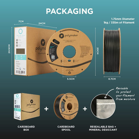 Polymaker PLA Filament, Black 3D Printing PLA Filament 1.75mm 1kg - PolyLite 3D Printer PLA Filament, Dimensional Accuracy +/- 0.03mm, Compatible with Most 3D Printer, Black POLYMAKER