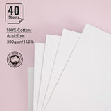 LIGHTWISH Watercolor Paper Bulk, 100% Cotton Cold Press 300gsm/140lb, 2 Pack, Total 40 Sheets A5 Hole-Punched Replaceable Paper for Artists, Adults,Students,5.5 * 8.2 Inches LIGHTWISH