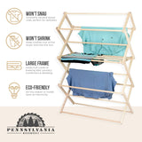 Pennsylvania Woodworks Clothes Drying Rack: Solid Maple Hard Wood Laundry Rack for Sweaters, Blouses, Lingerie & More, Durable Folding Drying Rack, Made in USA, No Assembly Needed, Large Pennsylvania Woodworks