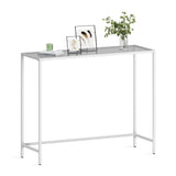 VASAGLE Entryway Table, Console Table, Tempered Glass Tabletop, Modern Sofa Table, Easy Assembly, with Adjustable Feet, for Living Room, Entryway, Pearl White and Slate Gray ULGT026W01 VASAGLE