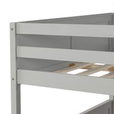 KLMM Full Over Full Bunk Bed with Trundle, Solid Wood Bunk Bed with Ladder and Safety Guard Rail, Can Accommodate 5 Person, Apply to Bedroom/Dormitory (Gray) KLMM