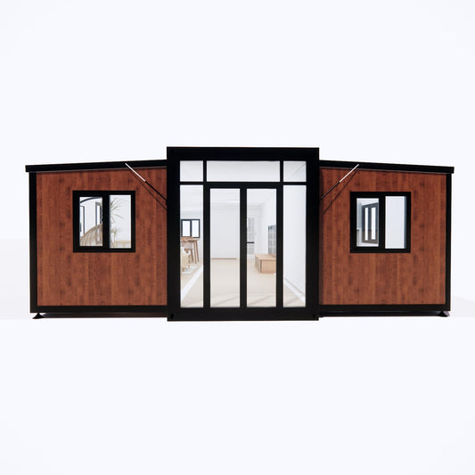 Portable Prefab House to Live in,19x20ft Expandable Tiny Container House with 2 Bedroom,1 Bathroom,1 Kitchen and 1 Living Room,Steel Frame Prefabricated Mobile Tiny Home for Hotel,Villa,Offic - WoodArtSupply