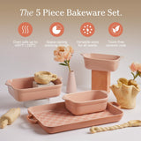 Our Place Bakeware Set | 5-Piece Nonstick, Toxin-Free, Ceramic, Stoneware Set with Oven Pan, Bakers, & Oven Mat | Space-Saving Nesting Design | Oven-Safe | Bake, Roast, Griddle and more | Spice Our Place