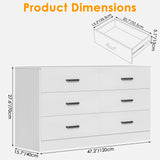 Bigbiglife Wood Dresser for Bedroom, 6 Drawer Double Dresser, Modern Chest of Drawers with Deep Drawers, Large Storage Organizer for Living Room, Closet,15.8" D x 47.2" W x 27.7" H (White) Bigbiglife