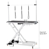 47" Electric Dog Grooming Table - Height Adjustable 9.4"- 39.4", Max Load 264 Lbs, Leveling Wheels, with Dog Grooming Arm, Non-Slip Rubber Surface, White Garvee