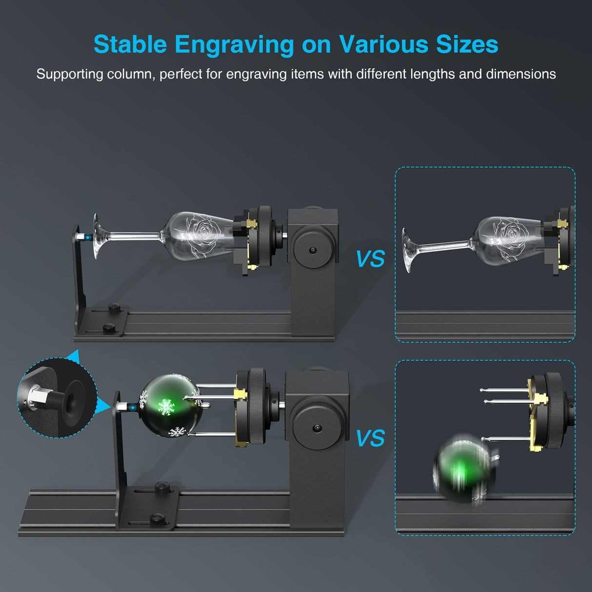 Mecpow G5 Laser Rotary Roller with Three Angle-Adjustable Grippers for Multi-Shaped Objects, Compatible with Almost All The Laser Engraving Machines, Laser Rotary Roller with Heightening Bracket Mecpow