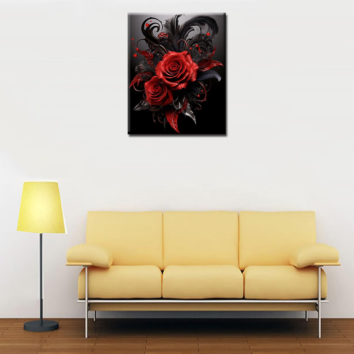 Dark Style Paint by Numbers for Adults and Beginner Beautiful Rose Collar Flower DIY Painting by Number on Canvas with Brushes and Acrylic Pigment for Home Decor Gift Without Frame 16 x 20inch Tucocoo