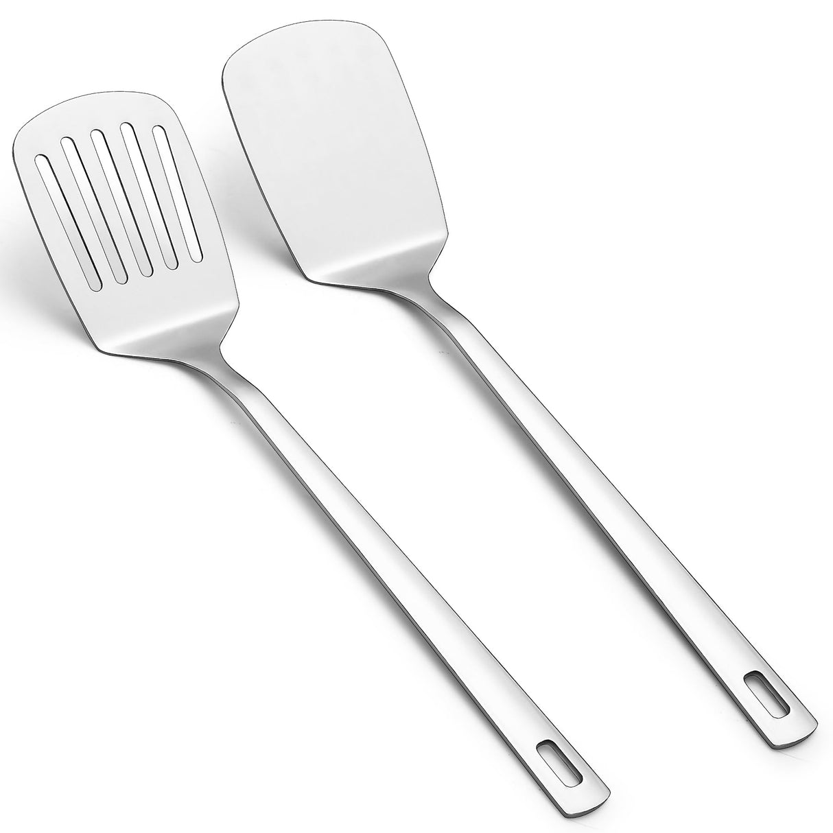 Kyraton Stainless Steel Spatulas Set, Silver Slotted Turner, Solid Turner, Kitchen Spatulas for Nonstick Cookware, Dishwasher Safe, Easy to Clean Kyraton