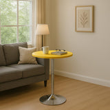 Magshion 23.5" Round Adjustable Height Bar Table, 27.5"-36" Range, 360° Swivel MDF Top Pub Table for Dining, Café, Cocktail, Yellow Magshion