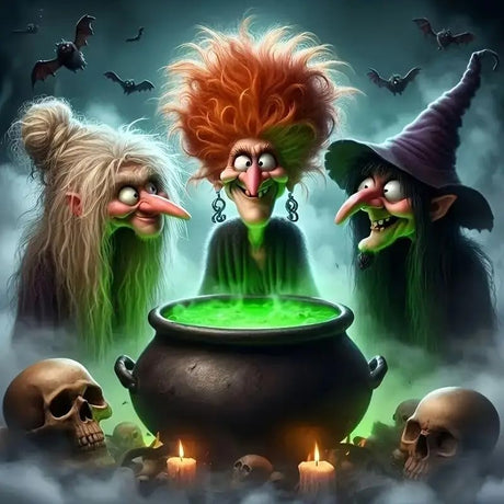 uuxsretaio Cartoon Witch Diamond Painting Kits for Adults, Halloween Witch Diamond Art Kits for Adults,Full Round Drill Paint with Diamond Dots, Gem Arts and Crafts for Home Wall Art Decor 14X14 Inch uuxsretaio