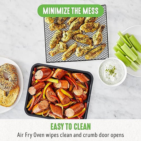 GreenLife Countertop Toaster Oven Air Fryer Stainless Steel, Healthy Ceramic Nonstick, PFAS and PFOA-Free, Tray & Basket, Bake, Broil, Reheat, Adjustable Temp & Time Control, Auto Shutoff, Turquoise GreenLife