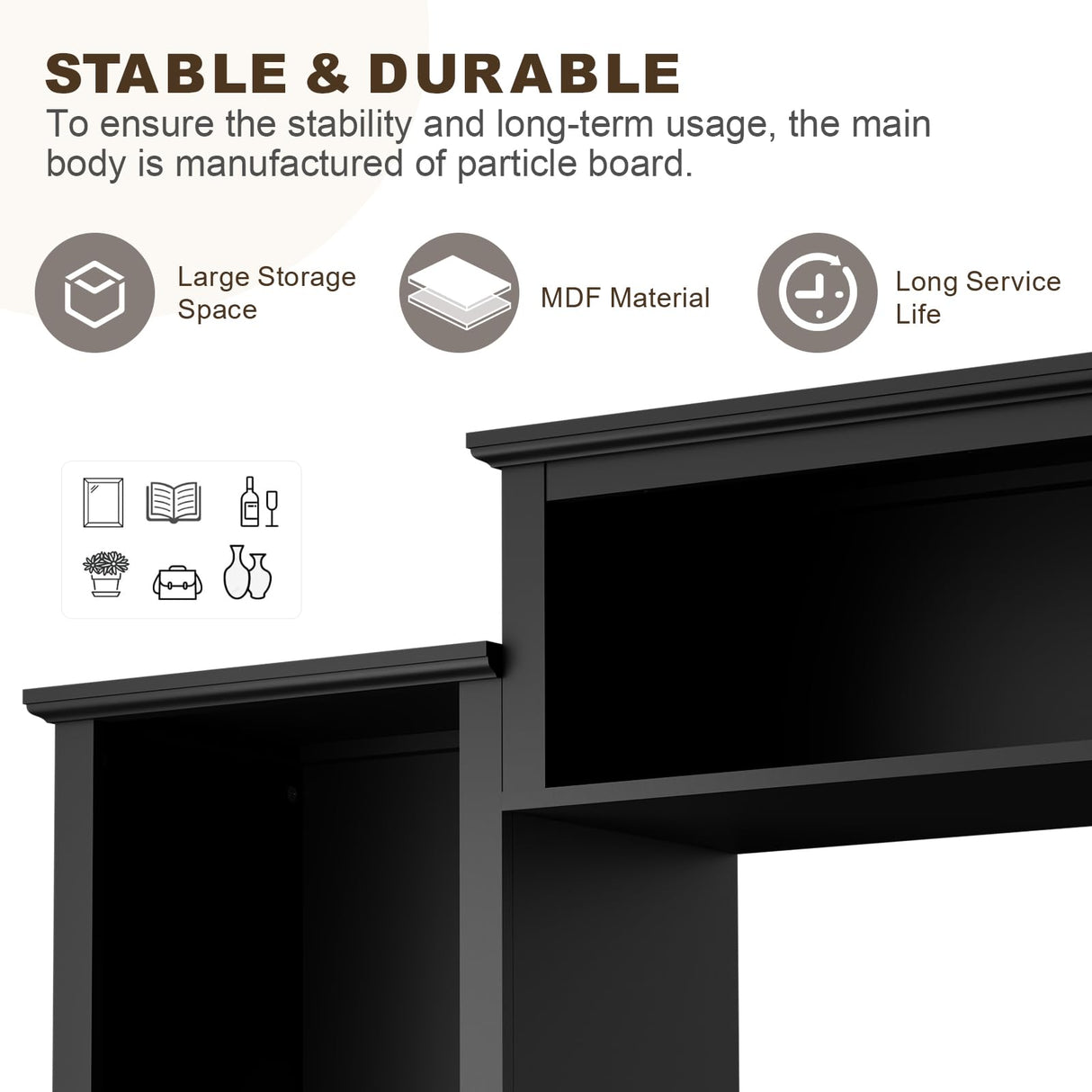 MEISSALIVVE Wall Unit TV Stand with Storage & LED Lights, Large Entertainment Center with Bookshelves for TVs up to 75", Media Console for Living Room, Black MEISSALIVVE