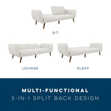 Novogratz Brittany 82 Inch Futon Sofa Bed, Upholstered Couch Sleeper with Tufted Back, Mid-Century Modern, Light Gray Novogratz