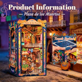 Fsolis Book Nook Kit Día De Muertos - 3D Wooden Puzzles for Adults DIY Miniature House Bookshelf Decor Decorative Bookends Gifts for Women Book Lovers (Plaza de Los Muertos)