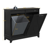 Halitaa Double Tilt Out Trash Cabinet, Free Standing 10 Gallon Recycling Trash Can Cabinet with Negative Ion and Deodorizing Function, for Kitchen Living Room, Black Halitaa