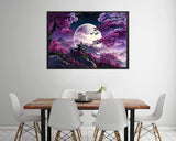 MaiMMaledy Paint by Numbers Kit 12Lx8W inch for Adults Beginners Canvas Pictures with Framed Drawing Painting Acrylic Pigment with Wooden Triangle Easel Moon MaiMMaledy