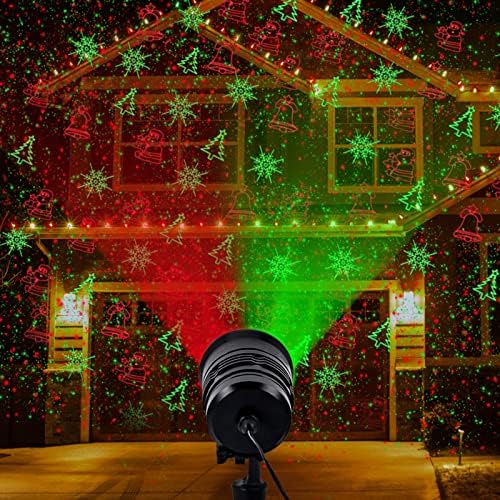 Christmas Projector Lights Outdoor Holiday Laser Lights Landscape Spotlight Red and Green Star Shower with 360 Accessibility Wireless Remote Christmas Decor for Xmas Party Outdoor Garden Patio Wall Y YUEGANG
