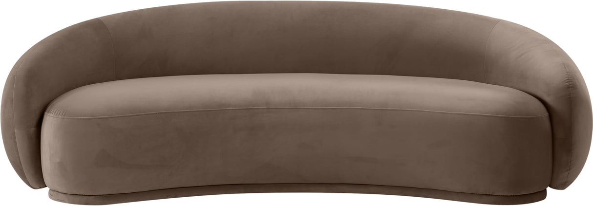 Meridian Furniture 44044Brown-S Emery Collection Modern | Contemporary Sofa with Ultra Luxe Brown 460 GSM Velvet, Solid Eucalyptus Wood Inner Frame, 95" W x 45.5" D x 31" H, Brown Meridian Furniture