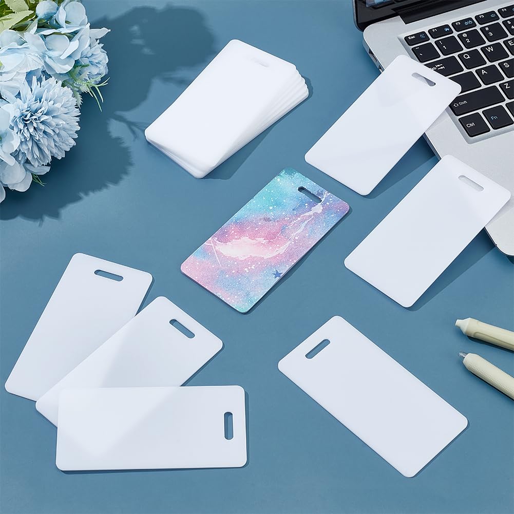 BENECREAT 12pcs White Acrylic Badge Buddy, 4.49x2.2 Inch DIY Badge Buddy Blanks Sublimation Badge Blank for Nurse, Teacher, Lab Tech, Receptionist, Hole: 0.78x0.2 Inch BENECREAT