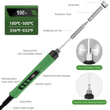 Soldering Iron Kit, 190W Soldering Gun, 110V LED Solder Kit for Electronics, Adjustable Temperature 356-932℉, Includes Solder Wire, Sucker, Tips, Stand, Tweezers, Paste and Solid Wood Box, Army Green Crtsweker