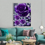 STGLCR Rose Diamond Painting Kits for Adults Purple Rose DIY 5D Diamond Art Kits Full Drill Diamond Dots Flowers Paintings with Diamonds Gem Art and Crafts Home Decor 12x16inch STGLCR