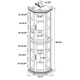 Goujxcy Lighted Corner Display Curio Cabinet Wooden Curved Shelving Unit with Adjustable Shelves and Mirrored Back Panel, Tempered Glass Doors for Bedroom, Living Room(Cherry, Corner Shape) Goujxcy