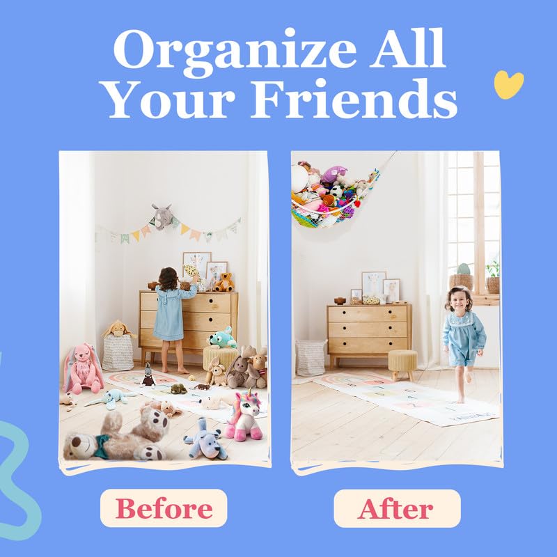 Lilly's Love Stuffed Animal Hammock | Corner Hanging Organizer, Toy Storage, Stuffed Animal Storage | Easy to Hang Plushie Net w/Included Anchors & Hooks | Cute Room, Bedroom & Home Decor (White) Lilly's Love