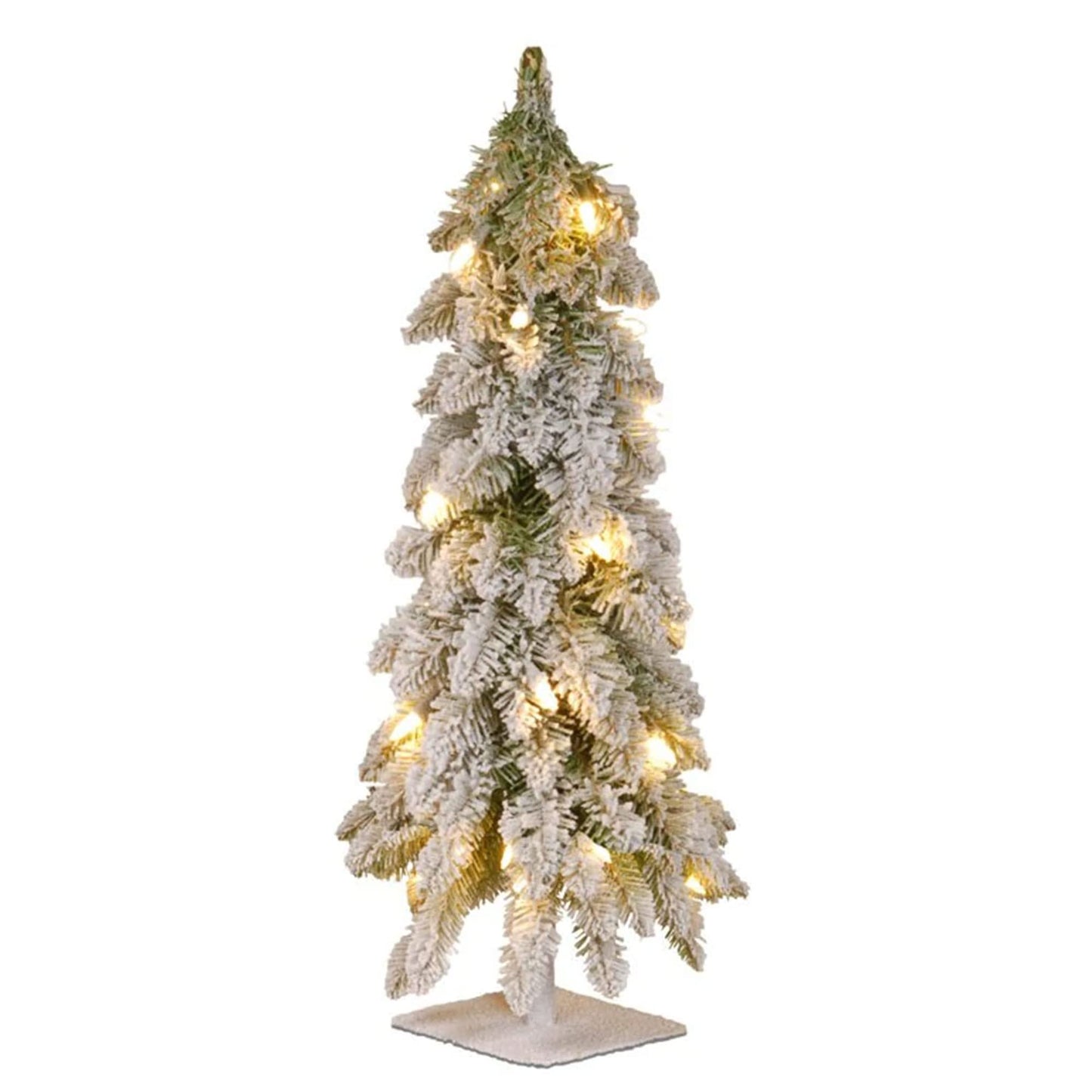 National Tree Company Pre-lit Artificial Mini Christmas Tree | Includes Pre-strung White Lights | Snowy Downswept Forestree - 3 ft