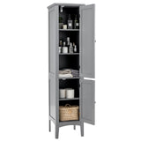 Tangkula 5-Tier Freestanding Grey Bathroom Storage Cabinet with Doors and Shelves Tangkula