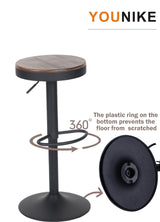 YOUNIKE Bar stools Wooden Barstools Vintage Rustic Counter Height bar Stool,Height Adjustable bar Chairs Swivel with Footrest,Cafe Kitchen Garden(Set YOUNIKE