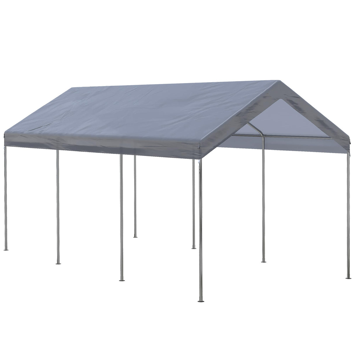 Outsunny 10' x 20' Party Tent and Carport, Height Adjustable Portable Garage, Outdoor Canopy Tent 8 Legs Without Sidewalls for Car, Truck, Boat, Motorcycle, Bike, Garden Tools, Gray Outsunny