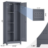 GEDELITE Metal Garage Storage Cabinets - 65" Broom Closet Storage Cabinet with Doors and Shelves,Utility Cleaning Supply Cabinet for Garage,Laundry,Office,Home (Gray, 65" H) GEDELITE