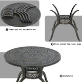 FDW Patio Table Patio Dining Table Outdoor Dining Table Wrought Iron Patio Furniture Patio Furniture Outdoor Table Weather Resistant(Round) FDW