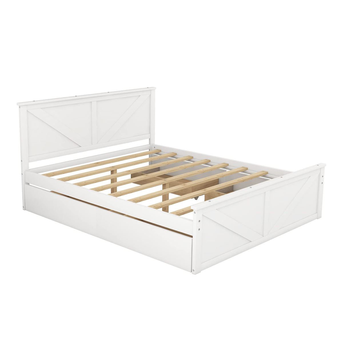 Queen Size Platform Bed with 4 Storage Drawers and Wooden Headboard – Sturdy Frame by LZ LEISURE ZONE (White) LZ LEISURE ZONE