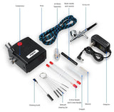 SAGUD Professional Mini Airbrush Kit with Portable Compressor - Perfect for Painting, Hobby, Craft, Model - Dual-Action Gravity Feed Air Brush Gun with Airbrush Cleaning Kit SAGUD